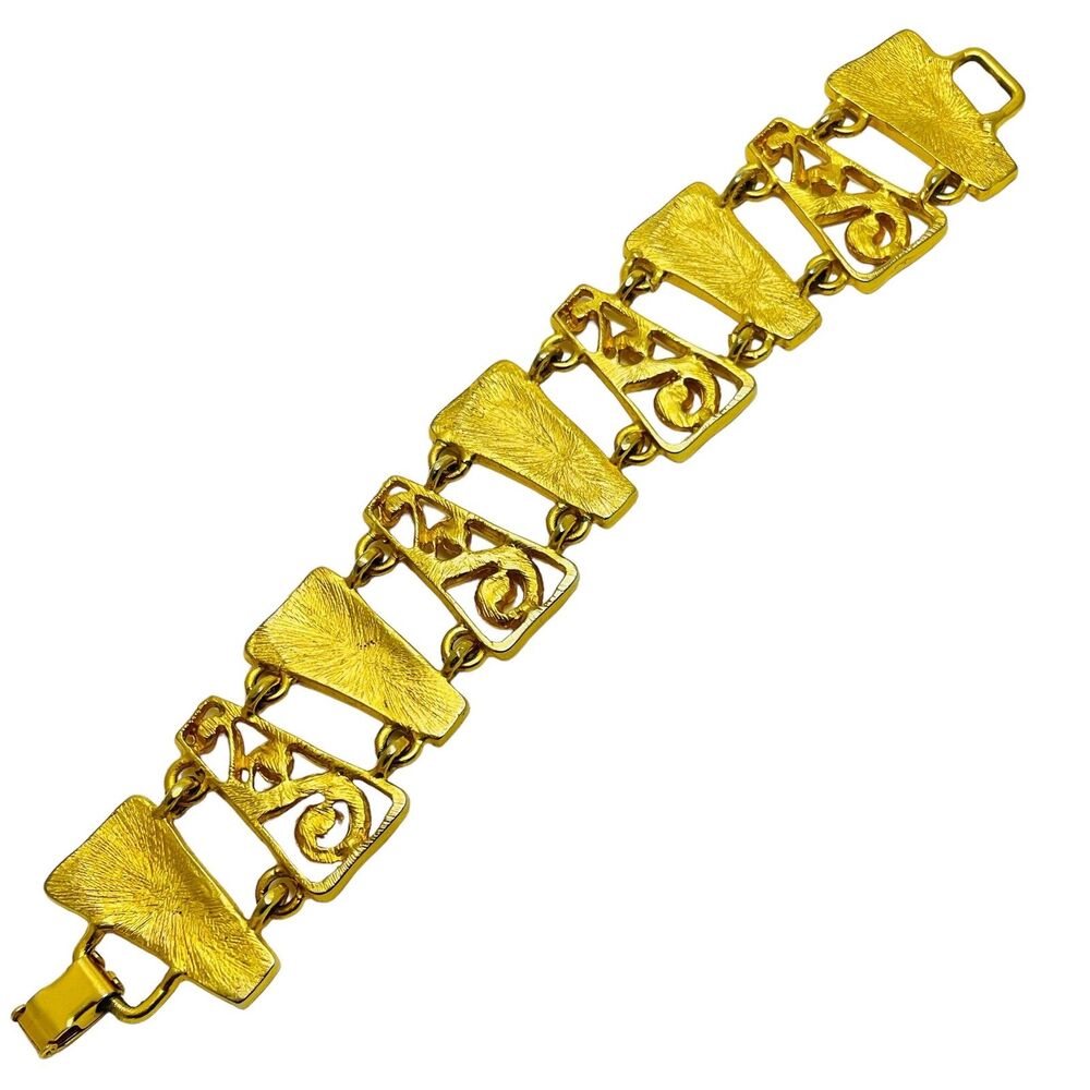 Vintage matte gold modernist designer bracelet - Picture 4 of 5
